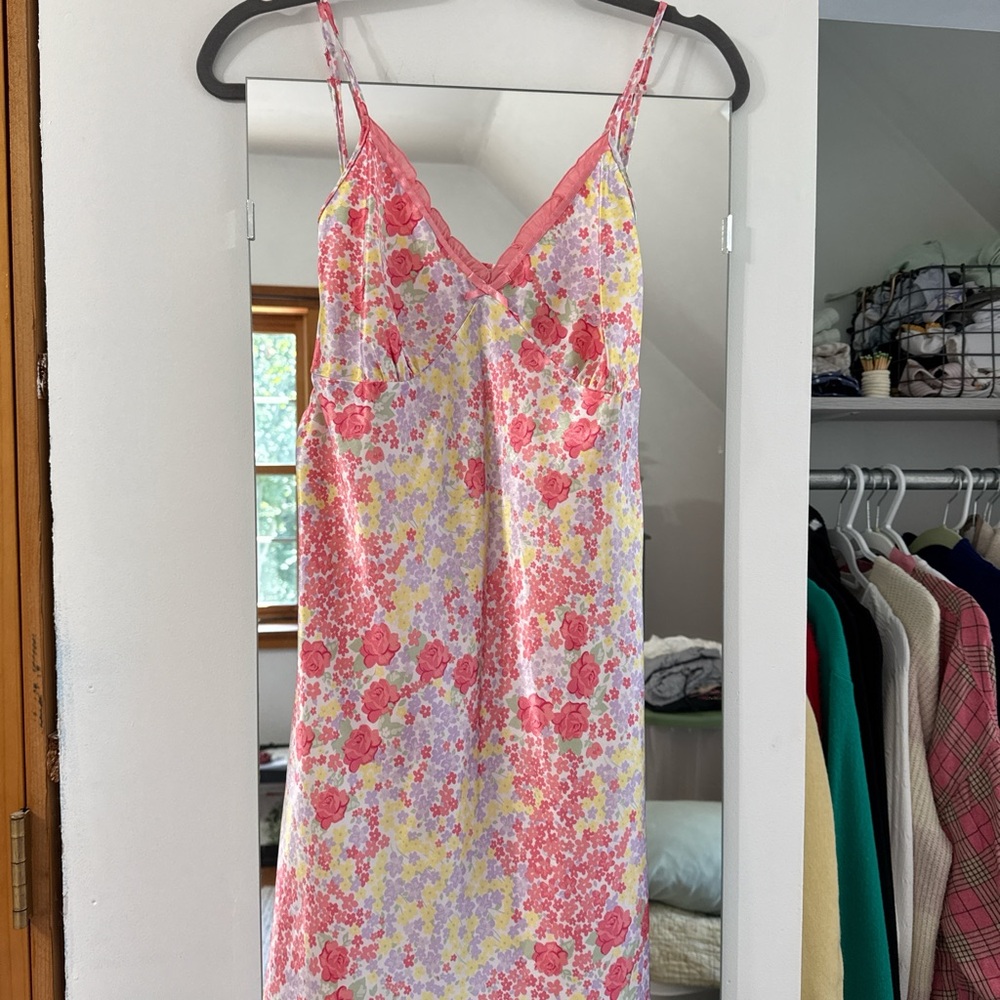 Floral lingerie slip mini dress